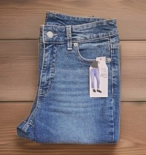 Time and Tru Women's High Rise Straight Leg Destructed Hem Jeans  26" Inseam  Sz 4
