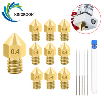 10Pcs 0.4mm MK8 Extruder 3D Drucker Messing Düse Nadeln für KP3S CR-10 Ender 3/5