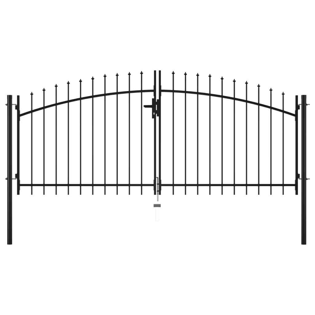 vidaXL Double Door Fence Gate with Spear Top 300x150 cm