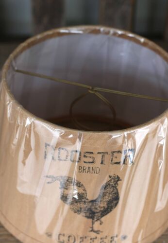 Lamp Shade 10 inch Drum Rooster Coffee Tea Dyed Ring Clip Primitive Decor - Picture 3 of 6