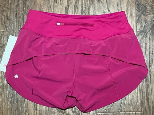 NUEVO Mujeres Lululemon Speed Up Corto Tiro Medio 4" Forrado Frambuesa Madura Talla 8 - Imagen 7 de 7