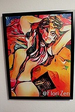 Die Badende von Flori Zen, Druck auf Leinwand, limitiert auf 50 Stück