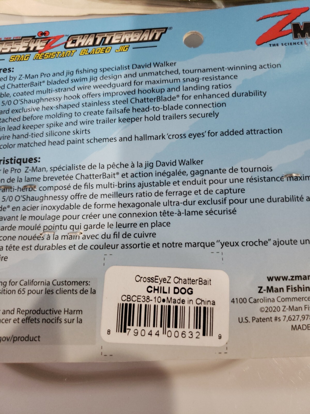 Lot of 2- Z-Man Crosseyez Chatterbait 3/8oz Blades Jig Bass Lures Pumpkn/ChilRed - Image 12