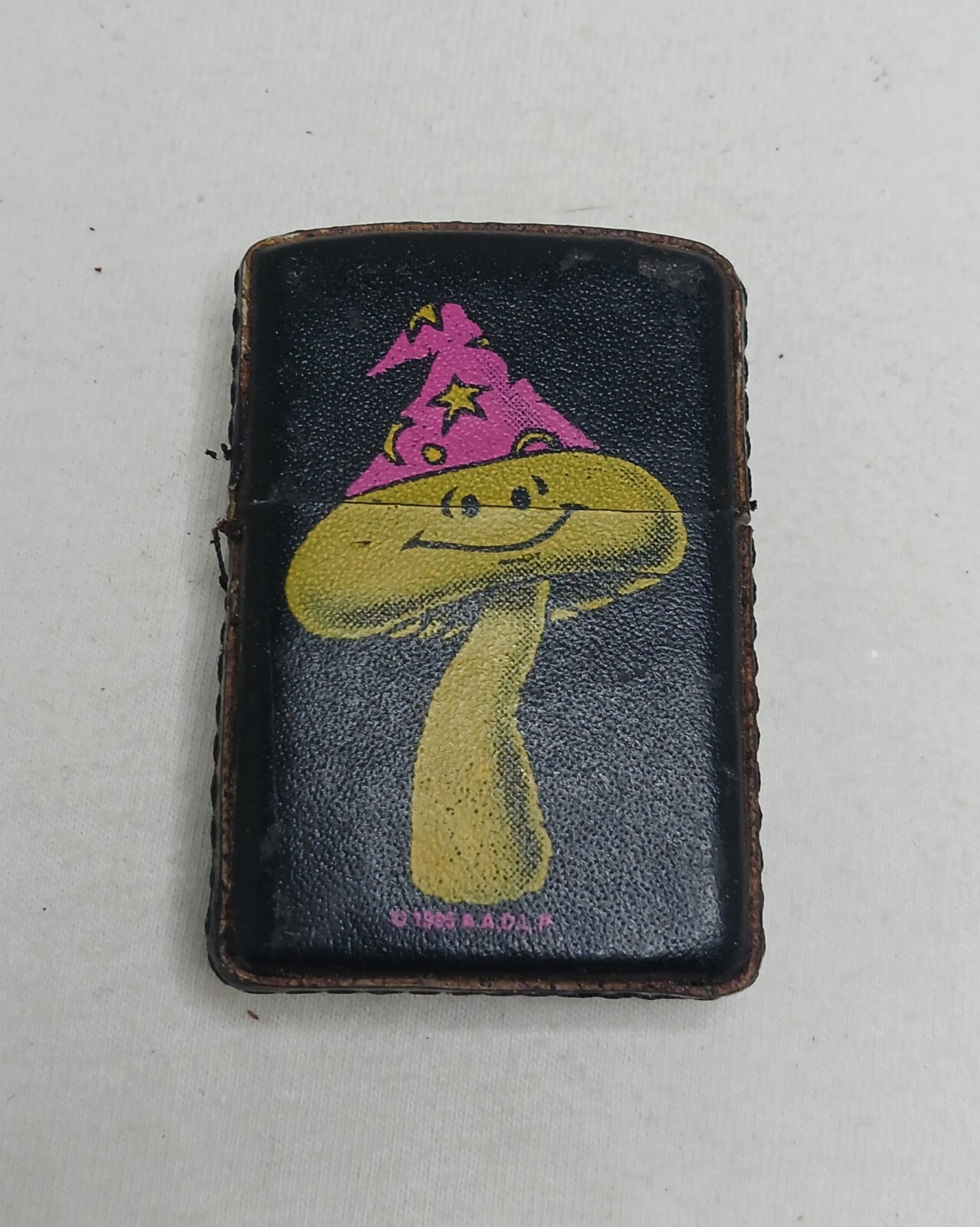 Vintage WIZARD MUSHROOM 1995 A.A.D.L.P. Leather Case Lighter