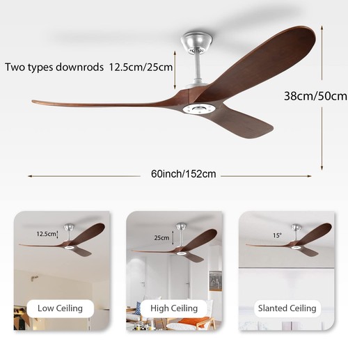 【1 Year Warranty】60" Designer Ceiling Fan DC Motor 3 Wood Blades Remote Control - Picture 11 of 16