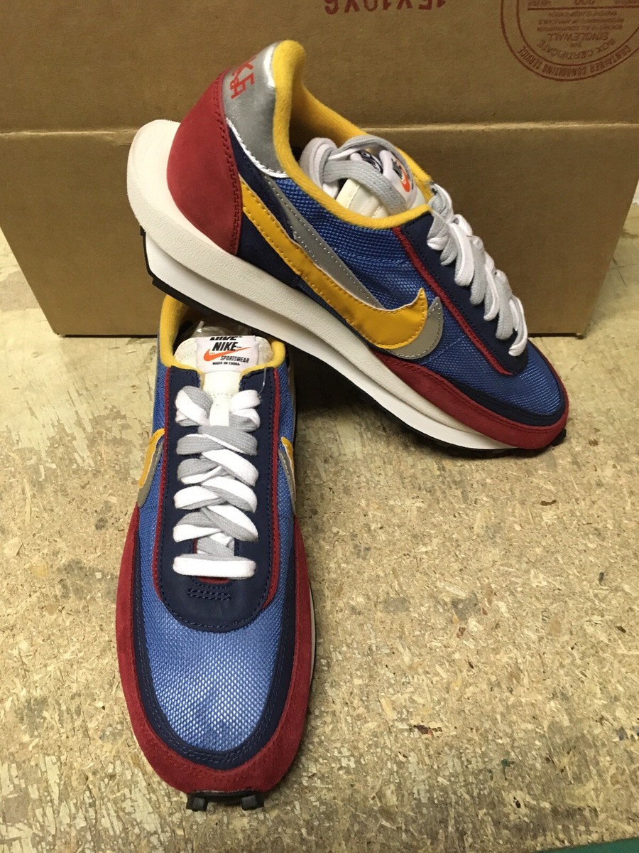 DS MENS Nike LDWaffle Sacai Blue Red Yellow BV0073 400 SZ 9.5