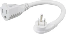 1 Pack Flat Wall Plug Short Power Extension Cord 6inch Mini White Low Profile 