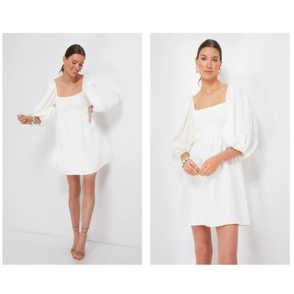 tuckernuck white linen dress Tuckernuck White Linen Ric Rac Myles Dress White / XXS