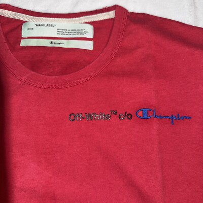 Off-White x Champion MENS Virgil Abloh Champion Tee Red BRAND NEW