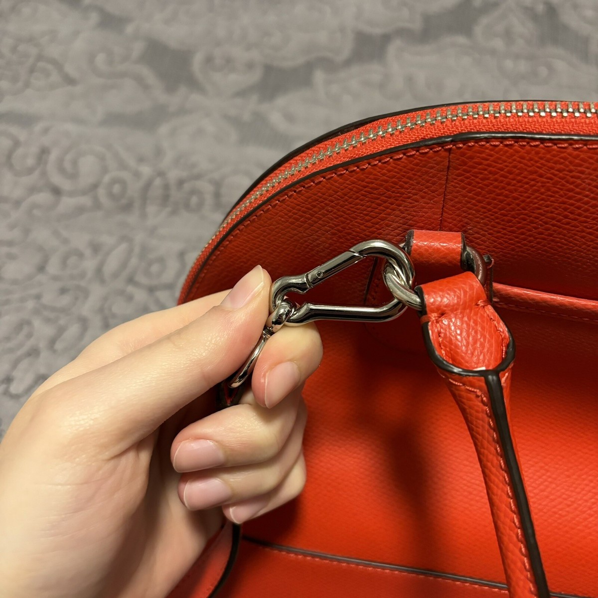 バッグ COACH Dome Sachel Bag grain leather 2way Coach Dome Satchel 2Way Handbag Leather Orange Used | eBay