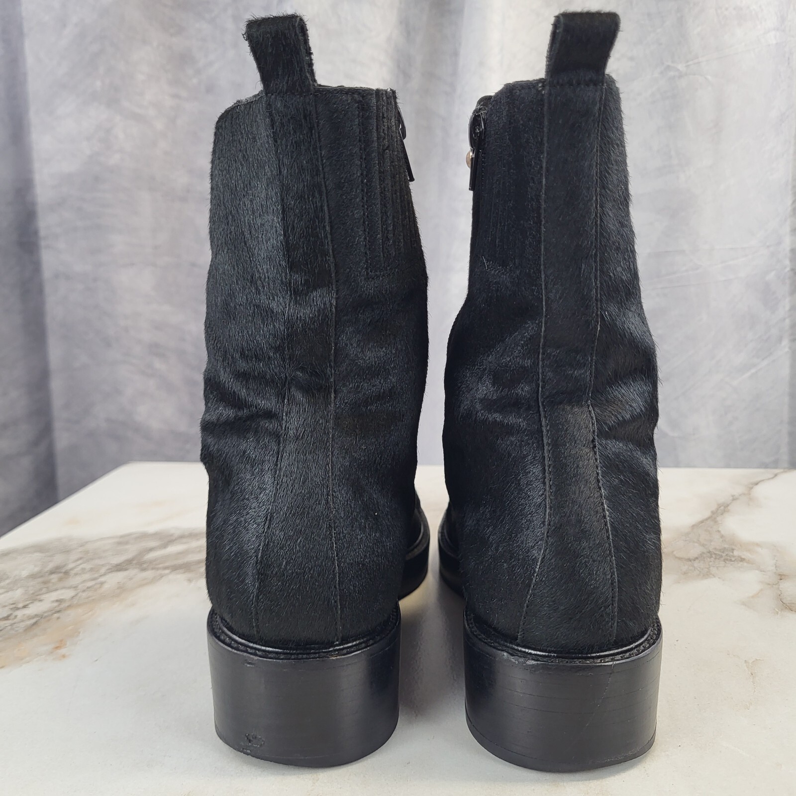 Jeffrey Campbell Tonette Genuine Calf Hair Studded Front Zip Boots Women's 8.5