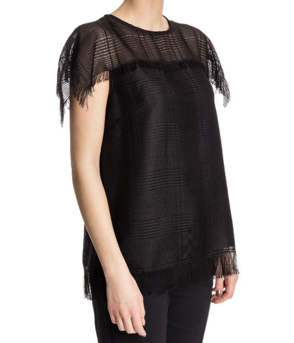 Sportmax Black Paraggi Basket Weave Woven Top Women's Size 6 L65407 - Picture 2 of 4