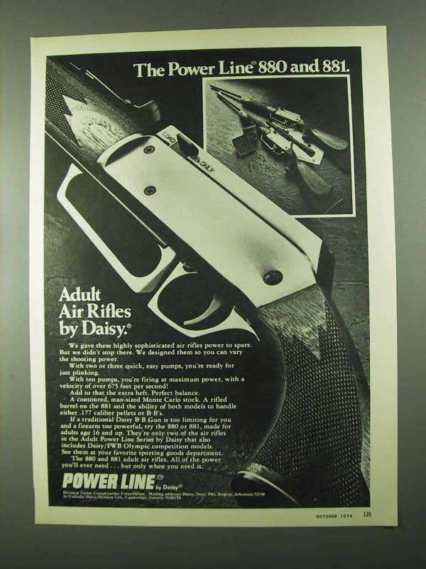 1974 Daisy Power Line 880 and 881 Rifles Ad | eBay