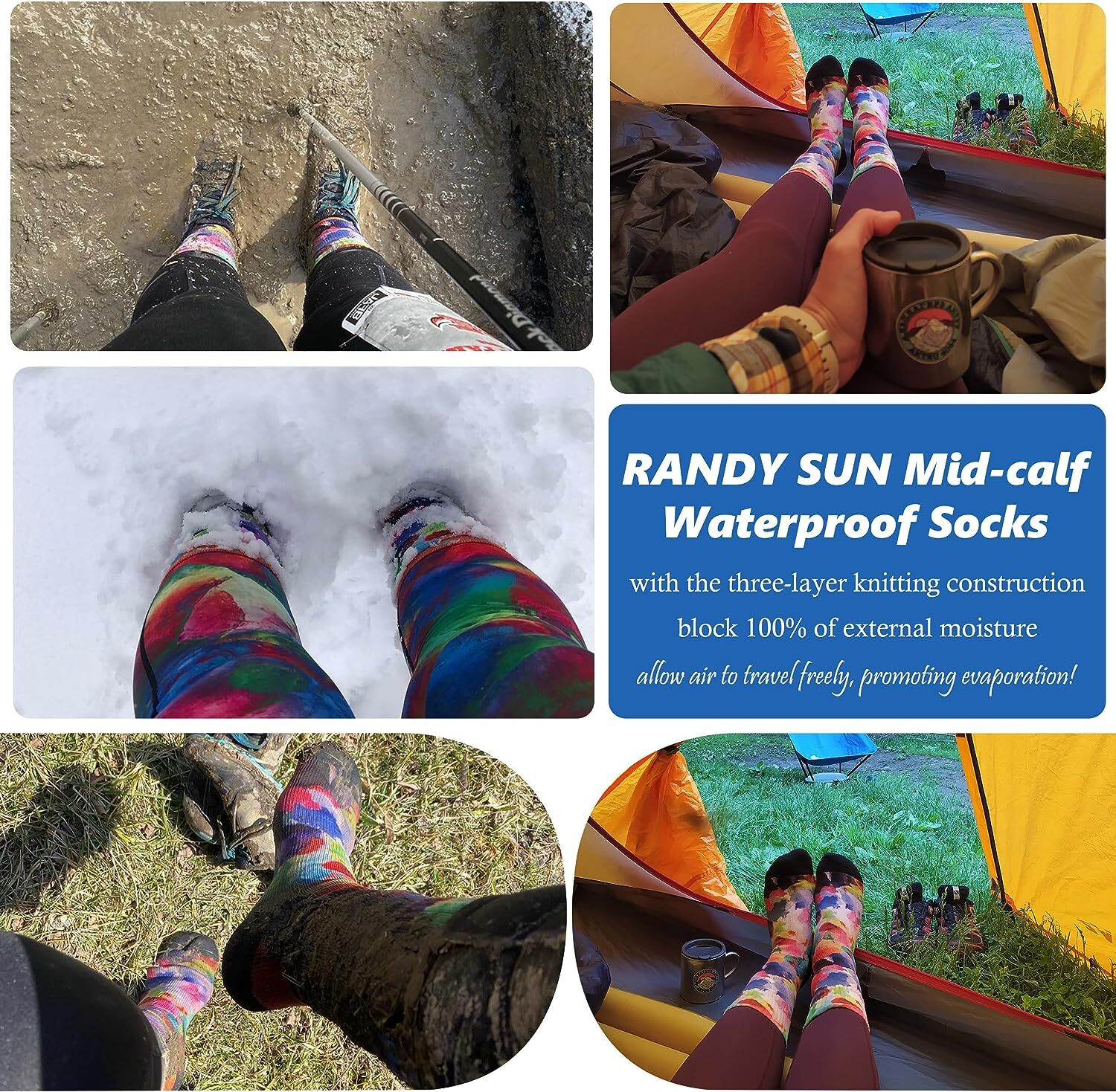 Wasserdichte Socken Atmungsaktiv Wander Watstrecke Laufen Ski Kajak Crew Socken - Bild 17 von 46