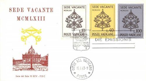 FDC Del Sole - Vaticano 1963 - Sede Vacante - non viaggiata - Zdjęcie 1 z 1