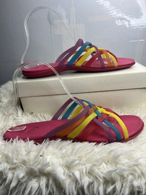 Women’s Crocs Multicolored Criss-cross Strappy Open Toe Jelly Sandals Size  9w