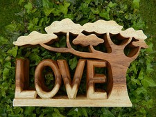 Thai Gifts Wooden Word Art Carving - LOVE