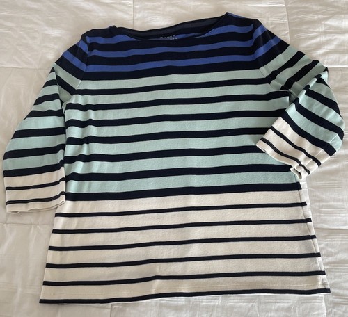 The Talbots Tee Cotton Striped Dark Blue To White XLp Lightweight Top Women’s