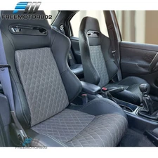 Adjustable Universal Racing Seat B Type Bk Shinny Mesh Fabric PU &Dual Slider x2