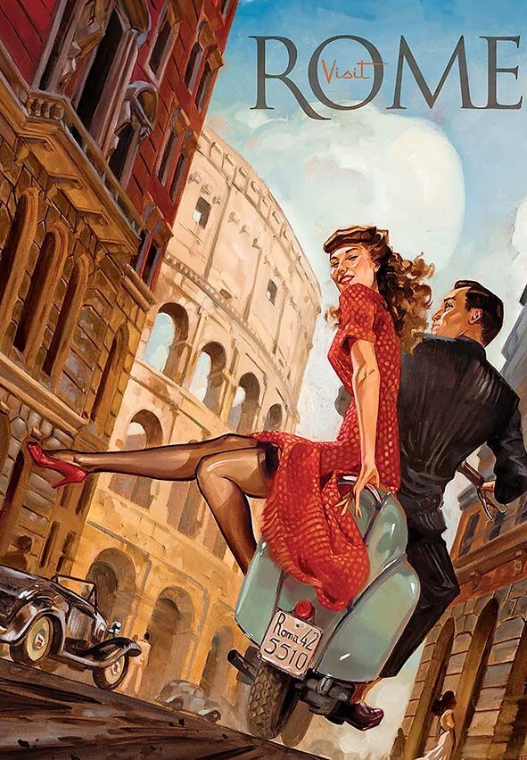 Poster Vintage Roma - Manifeste Publicitaire Tourisme Italie - 32x47 Cm - Stampa