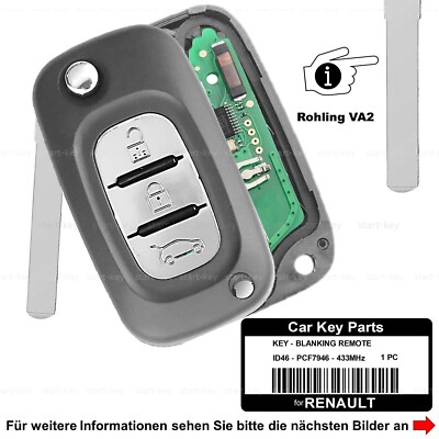 Auto Ersatz Funk Schlüssel für Renault Clio Kangoo Twingo Symbol Modus Master