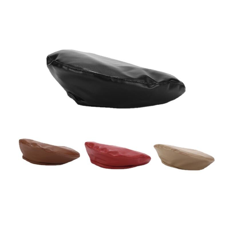 Women Faux Leather Beret French Artist Hat Solid Color  display picture 2