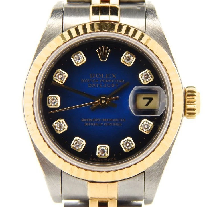 Rolex Datejust Dama Acero Oro Amarillo 18k Reloj Azul FÁBRICA Esfera Diamante 79173