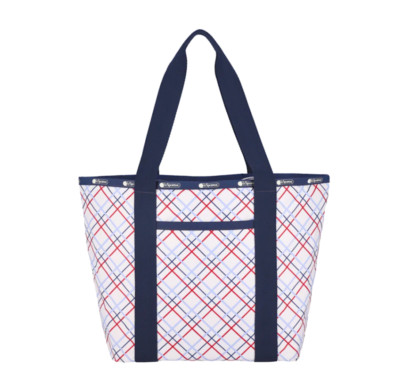 LeSportsac Modern Tattersall Everyday Zip Tote, Fun Interpretative Tartan Plaid