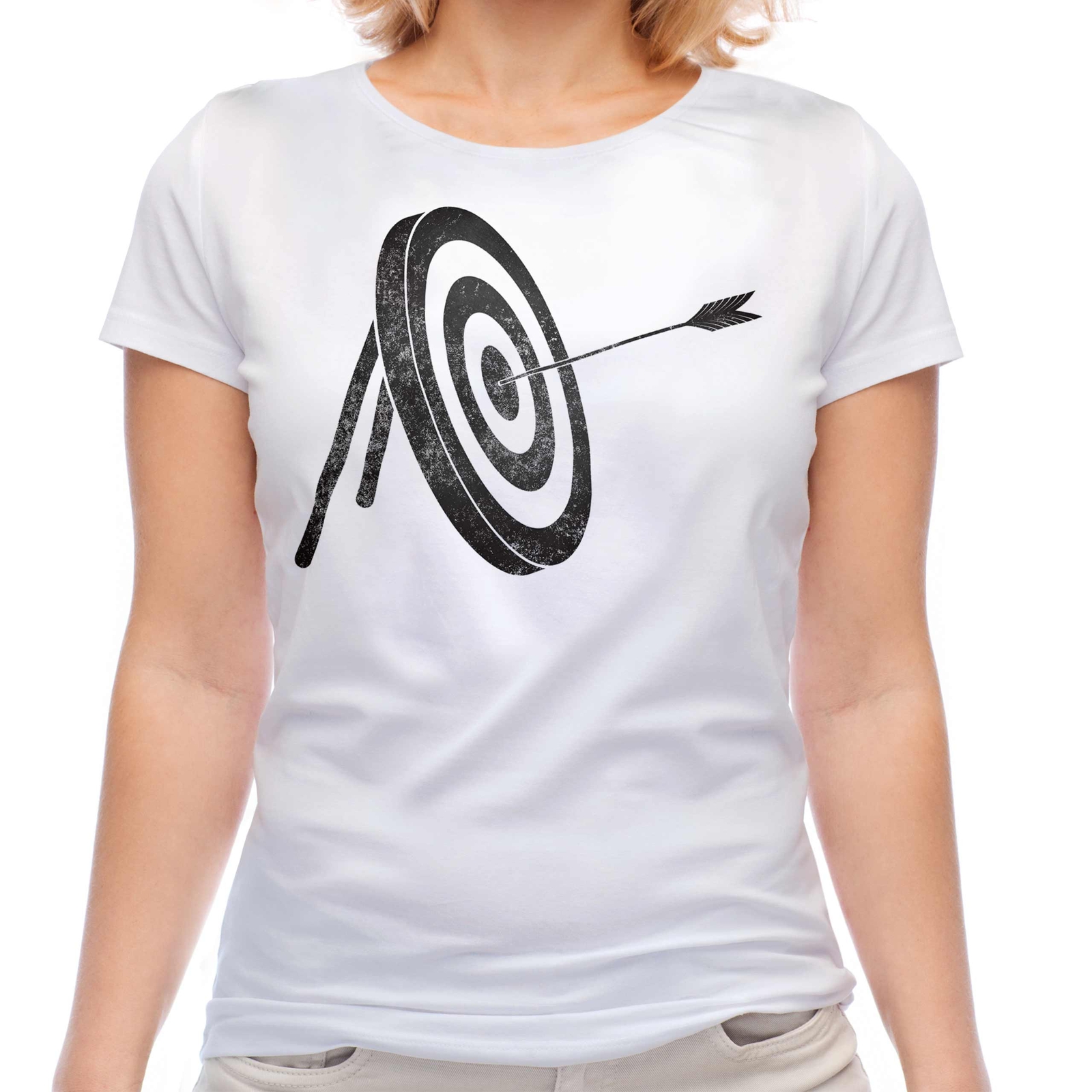 Arco Angustiado Estampado Mujer Camiseta Vintage Diseño Top Lazo Objetivo Regalo