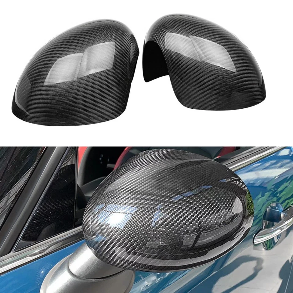 Tapas de cubierta de espejo retrovisor lateral de auto de fibra de carbono real aptas para Mini Cooper F56 2014-2019 Foto 2 de 4