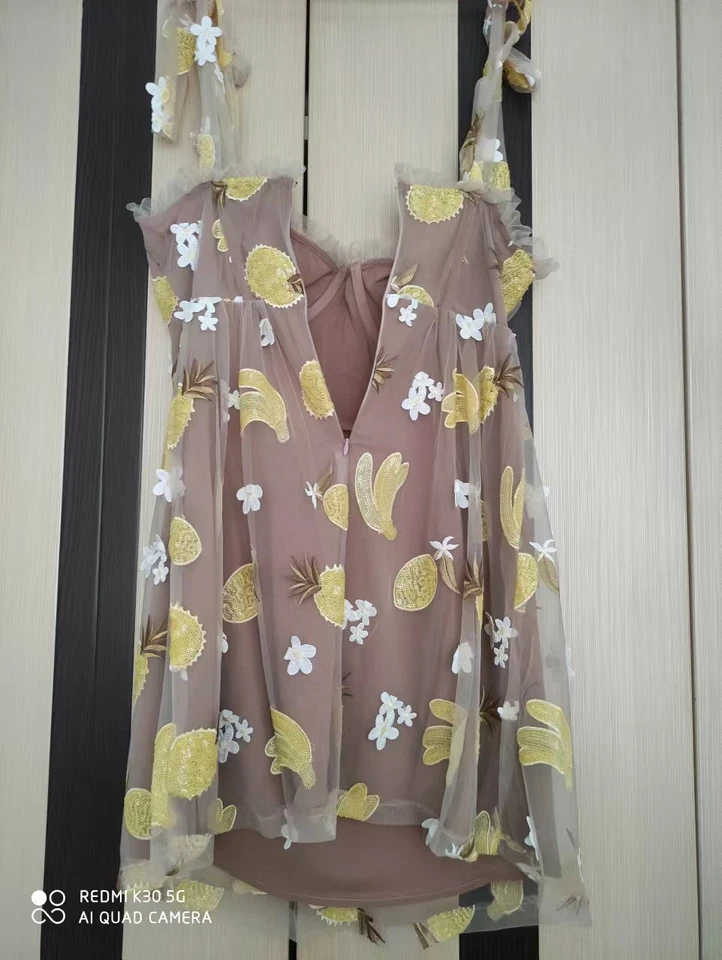 NWOT For Love & Lemons Fruit Punch Sequin Mini Dress - Image 4 of 4