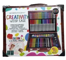 NEW Art 101 Budding Artist Multifunctional Art Set Kit in Wood Case w/ 96 Pieces