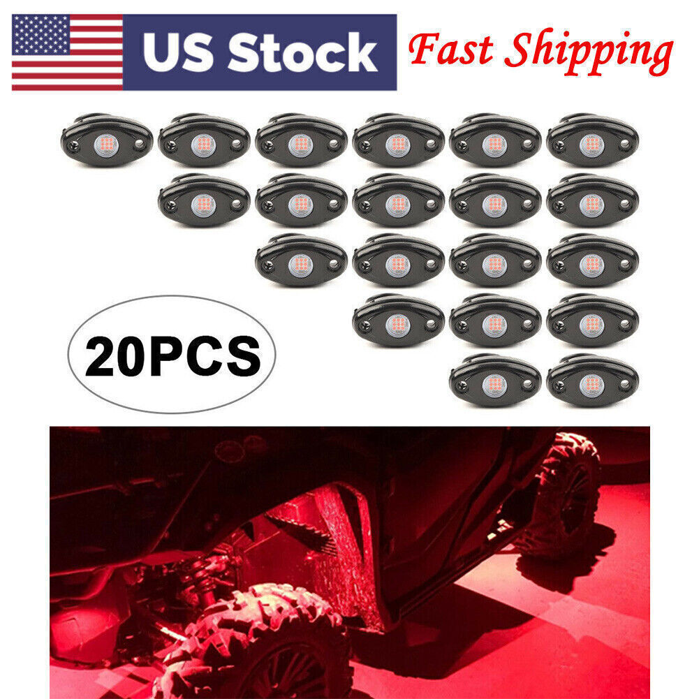 20x Under Body Trail Rig Bar Red LED Rock Lamp Light For JEEP ATV Off-Road Truck