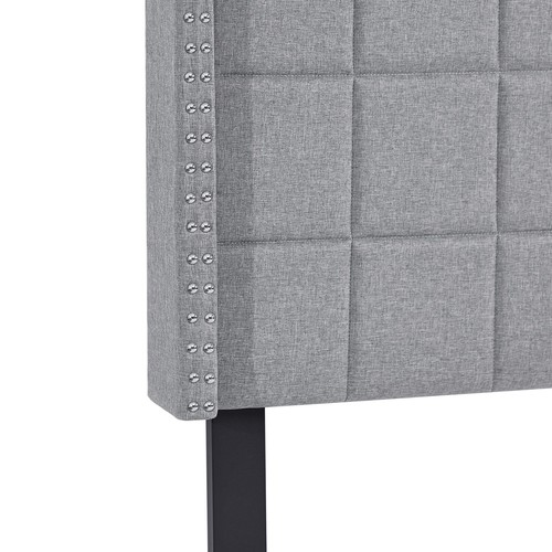 Tufted Wingback Upholstered Headboard Queen/King Nailhead Decor HeightAdjustment - Picture 36 of 38