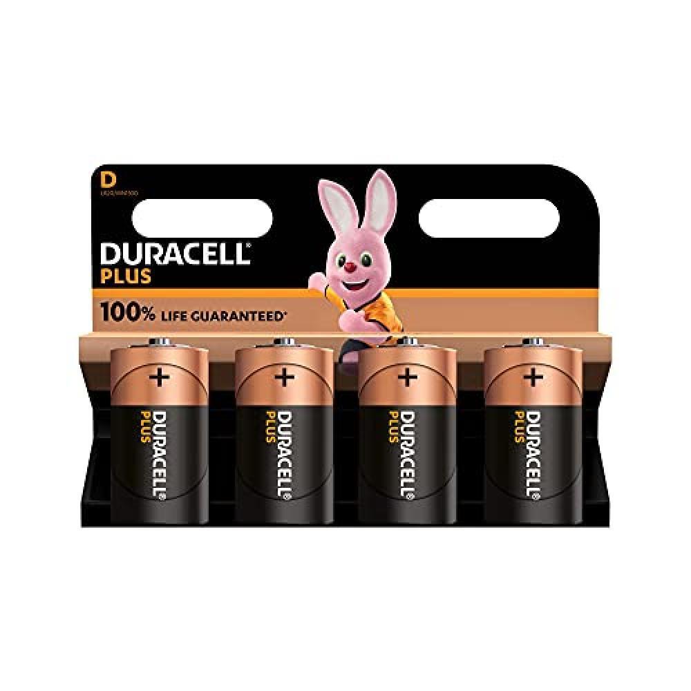 (TG. 4 Batterie) Duracell - LR20/MN1300 Plus D, Batterie Torcia Alcaline, 1.5 vo