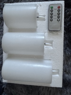 Eywamage Elfenbein flammenlose LED Kerzen, 3er Pack mit Fernbedienung