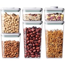 Pop-Top Airtight Food Storage Set 6 pcs 0.6/1.3/1.9 Qt Transparent Stackable