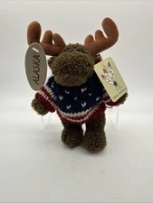 Vintage 8” Tall Bloom Brothers Bear With Sweater And Leather Alaska Tag