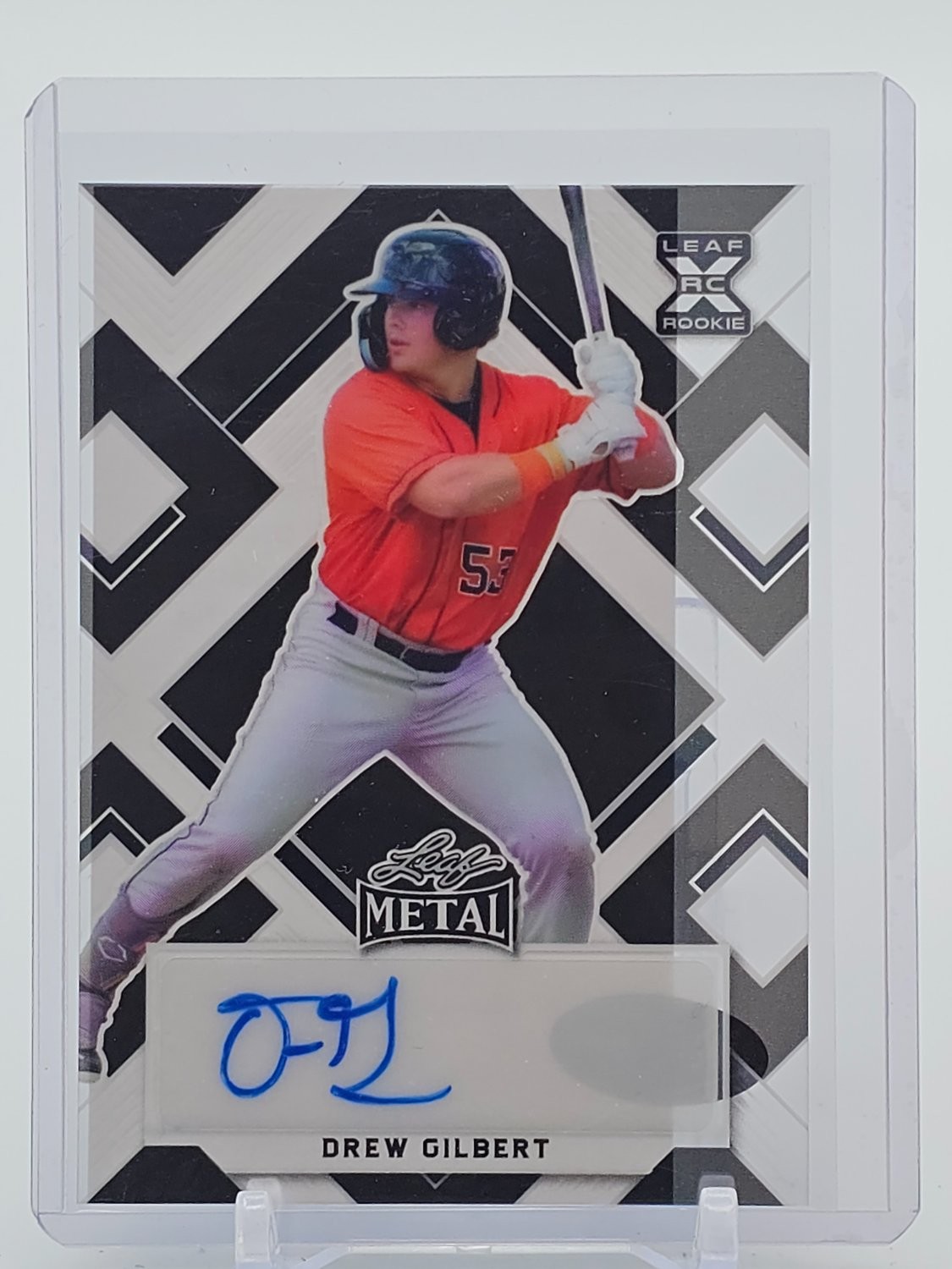 DREW GILBERT LEAF METAL BASEBALL BLACK 1/1 SIGNED PROOF ROOKIE RC AUTO 1/1 Q3403