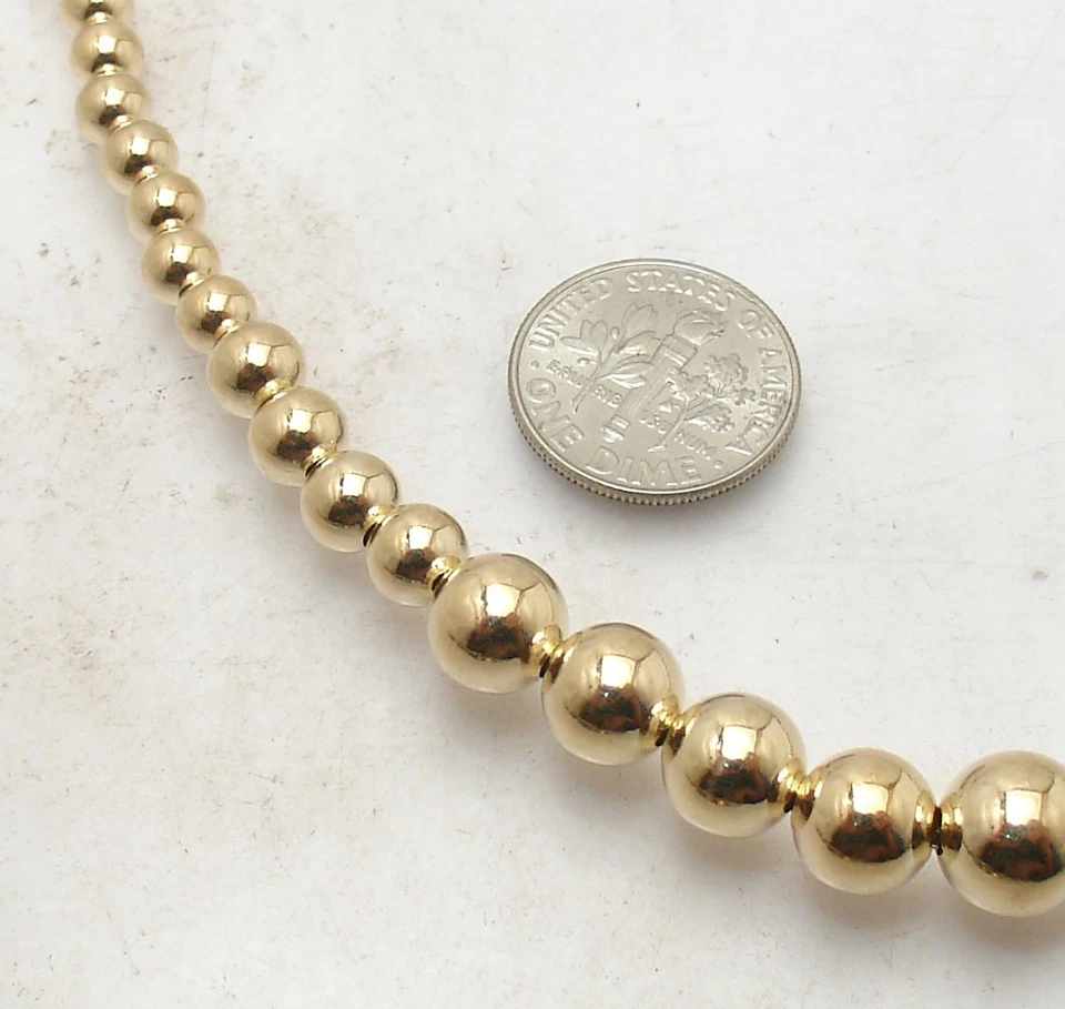 Collar de cadena de bolas de cuentas graduadas Technibond enchapado en oro amarillo de 14K plateado Foto 4 de 4