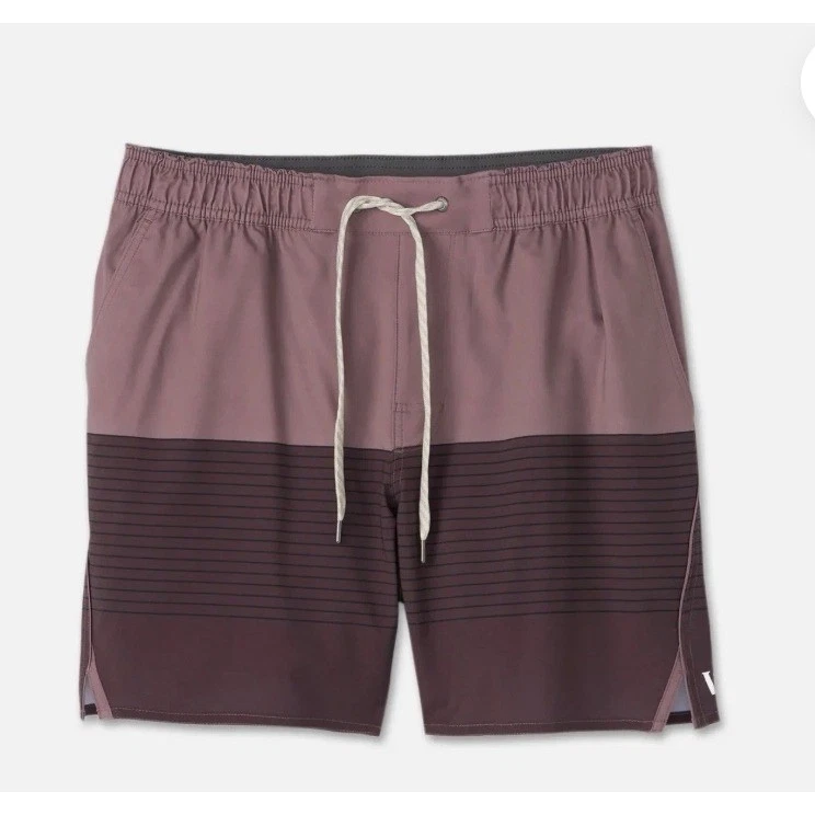 Vuori Trail Lined Shorts Mens Large Mahogany Striped V341 Athletic Run Gym