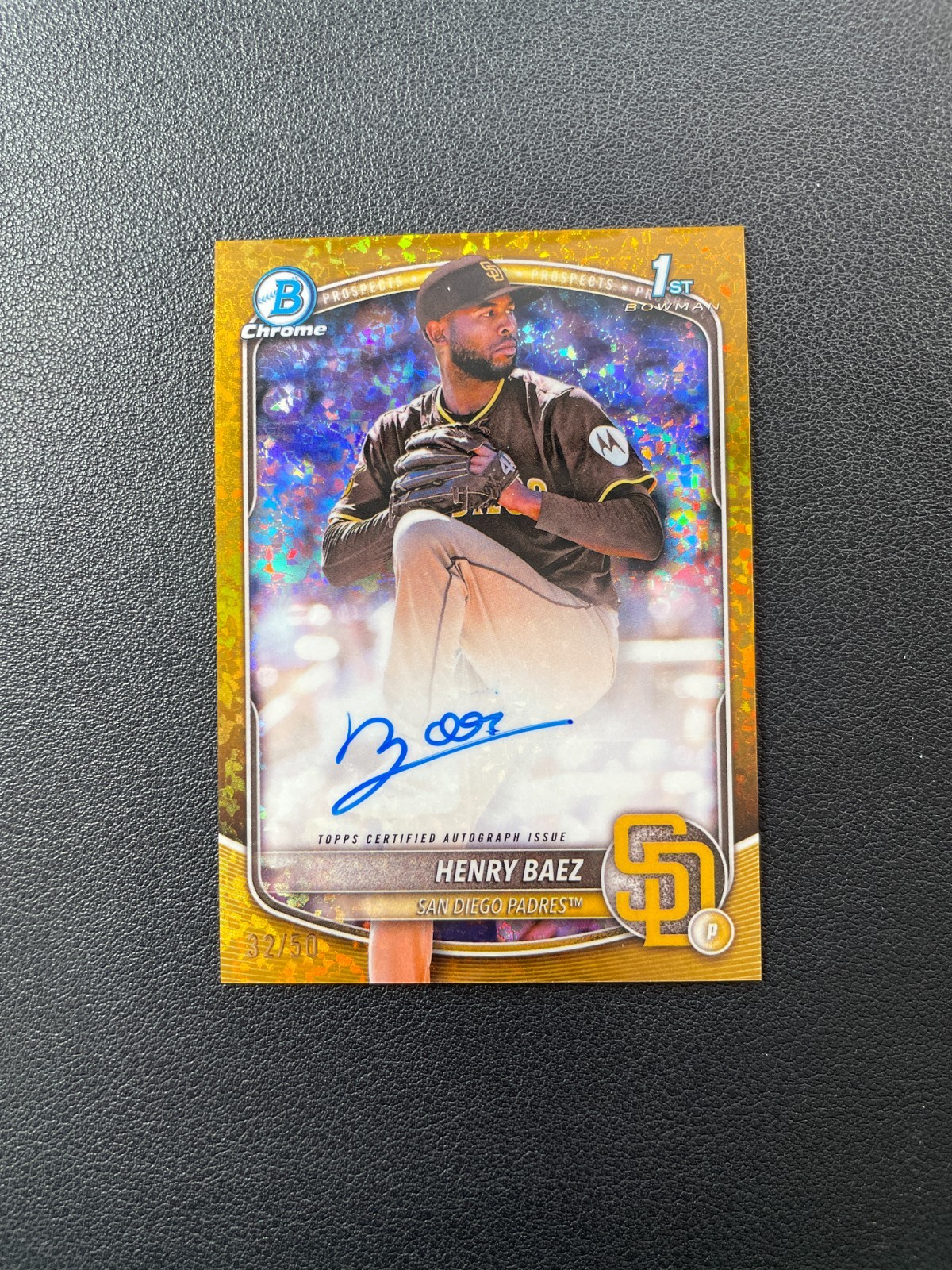 2025 Bowman Chrome #CPA-HBA Henry Baez 1st Auto Gold Mini Diamond 32/50 BJWMS