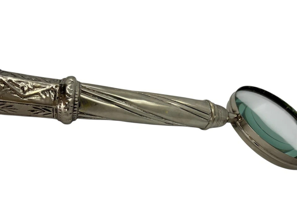 Large Antique Victorian Edwardian Silver Plated Magnifying Glass 12” Long - Image 2 of 4