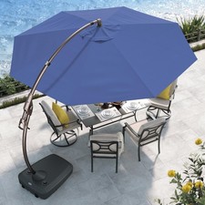 Outdoor Offset Umbrella with Base  Cover Aluminum Round Cantilever Umbrella