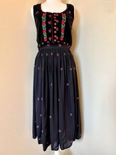 Vintage 1950s Traditional Hungarian Kalocsa Vest And Skirt Set With Embroidery