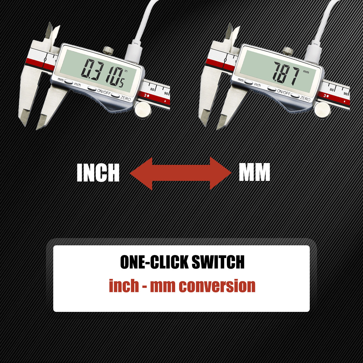12"Rechargeable Digital Caliper with Stainless Steel Ruler&Large LCD Read