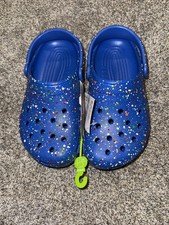 Kids Size 3 Crocs Classic Splatter Paint Blue