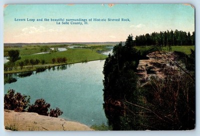 La Salle County Illinois IL Postcard View Of Lovers Leap Historic Starved Rock