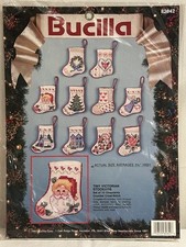 1991 Bucilla Tiny Victorian Stocking Kit Set of 10 Counted Cross Stitch Ornament