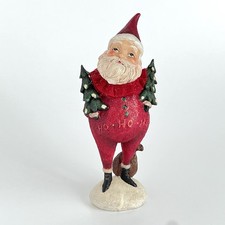 Primitive Look Happy Santa Claus Figurine Ho Ho Glitter Toy Sack Whimsical 8